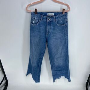 DL1961 Women's Blue Five Pocket Raw Hem High Rise Wide Leg Slate Jeans Size 25